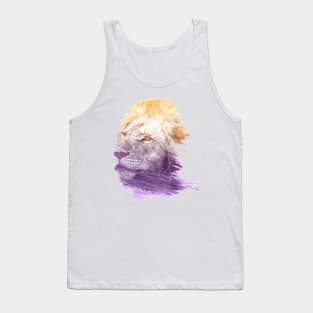 Lion Superimposed Watercolor Tank Top